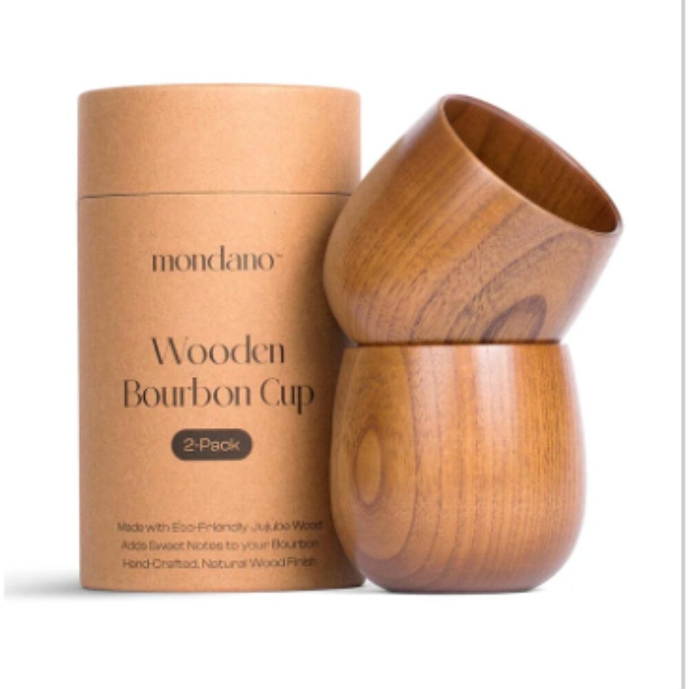 Mondano - Wooden Bourbon Drinking Cups (2 Pack)